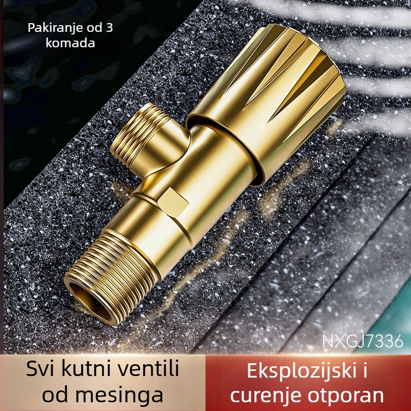 P2833 Ugradni mesingani kutni ventil s kromiranim završetkom, 4 mm ulaz, 0.8-1.2 MPa, za WC i bojler, moderni minimalistički dizajn