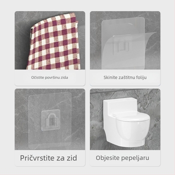 Zidna pepeljara za WC s poklopcem, ABS kućište i unutarnja nehrđajuća čelična unutarnja posuda, s mogućnošću pohrane, lagani luksuzni stil