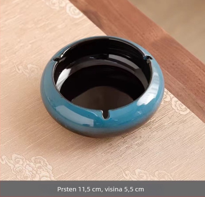 Keramički pepeljnjak, pečen u peći, višekratno upotrebljiv, dekorativan s mogućnošću skladištenja, pogodan za dnevni boravak i ured