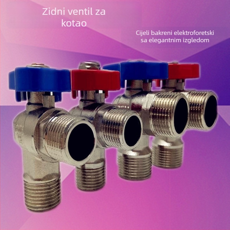 Trokutni ventil od mesinga, tijelo od mesinga, Ø20 mm otvor, ručna montaža, radni tlak 16