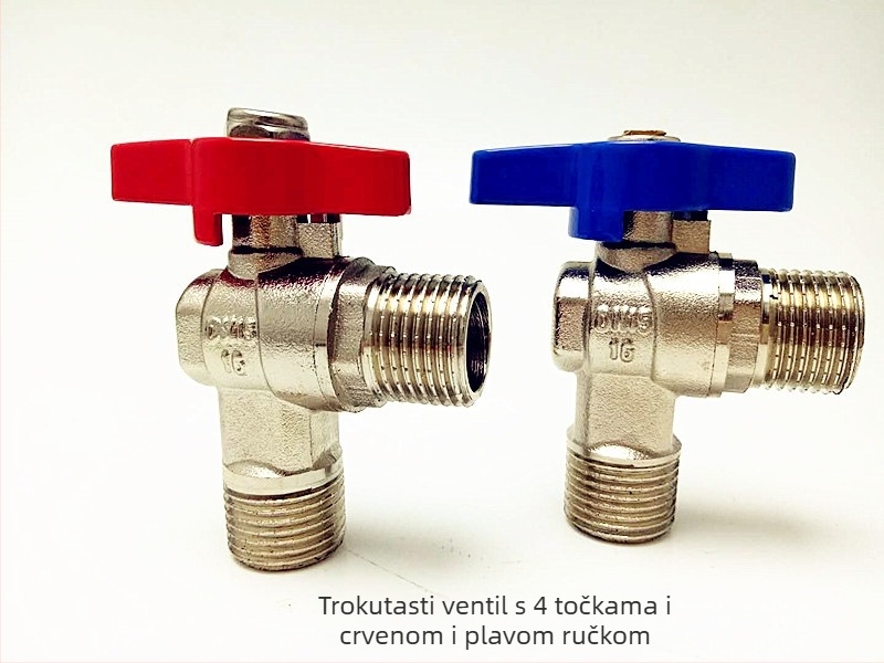 Trokutni ventil od mesinga, tijelo od mesinga, Ø20 mm otvor, ručna montaža, radni tlak 16