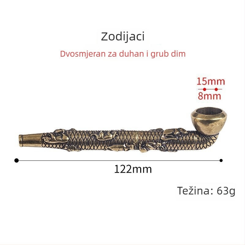 Bakrena lula za duhan s reljefom konja, metalna konstrukcija, novi kineski stil, pogodan dar