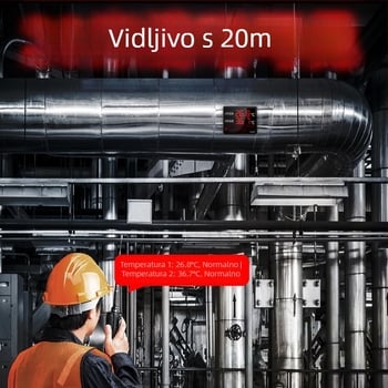 Industrijski dvostruki prikaz temperature i vlage s velikim zaslonom, zidni nosač LX935T, razlučivost 0.1°, pogreška temperature ±0.5°C, pogreška vlage ±3%, USB 5V napajanje