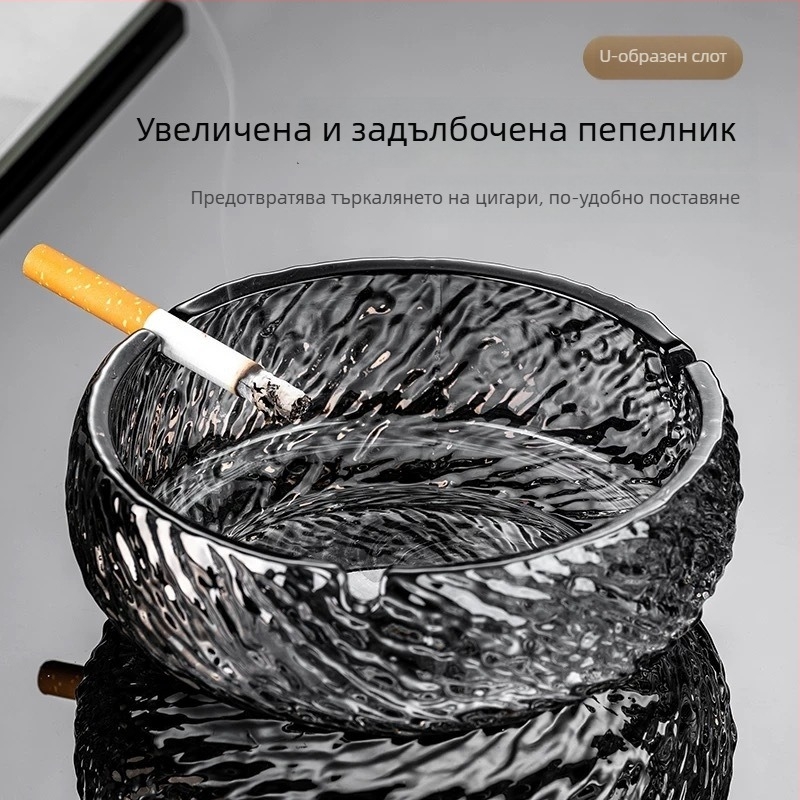 Veliki stakleni pepelnjak s zaštitom od raspršivanja pepela za ured i dom, luksuzni kristalni ukras za dnevni boravak