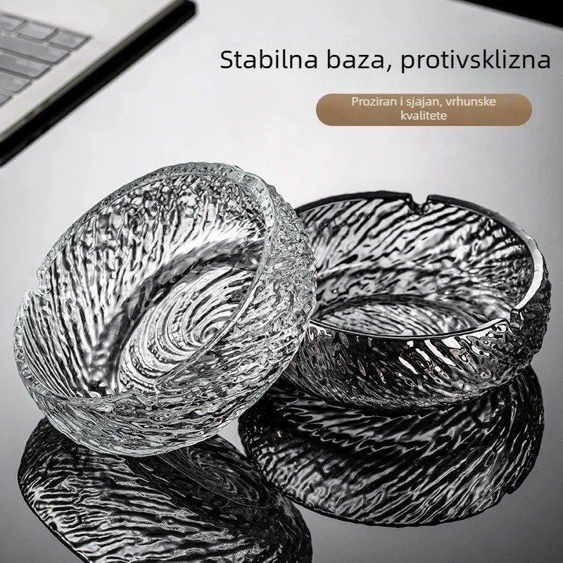 Veliki stakleni pepelnjak s zaštitom od raspršivanja pepela za ured i dom, luksuzni kristalni ukras za dnevni boravak