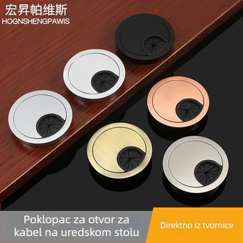 Kutija za kabel od cinkovog legura za stolno računalo – višenamjenska kutija za upravljanje kabelima s poklopcem kružne rupe, model 6001, elektroplating završna obrada