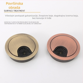 Kutija za kabel od cinkovog legura za stolno računalo – višenamjenska kutija za upravljanje kabelima s poklopcem kružne rupe, model 6001, elektroplating završna obrada