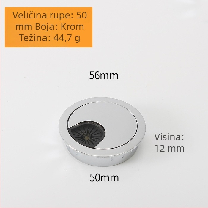 Kutija za kabel od cinkovog legura za stolno računalo – višenamjenska kutija za upravljanje kabelima s poklopcem kružne rupe, model 6001, elektroplating završna obrada