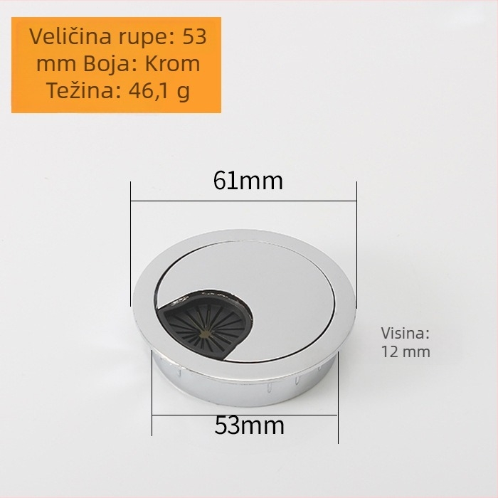 Kutija za kabel od cinkovog legura za stolno računalo – višenamjenska kutija za upravljanje kabelima s poklopcem kružne rupe, model 6001, elektroplating završna obrada