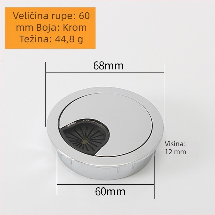 Kutija za kabel od cinkovog legura za stolno računalo – višenamjenska kutija za upravljanje kabelima s poklopcem kružne rupe, model 6001, elektroplating završna obrada