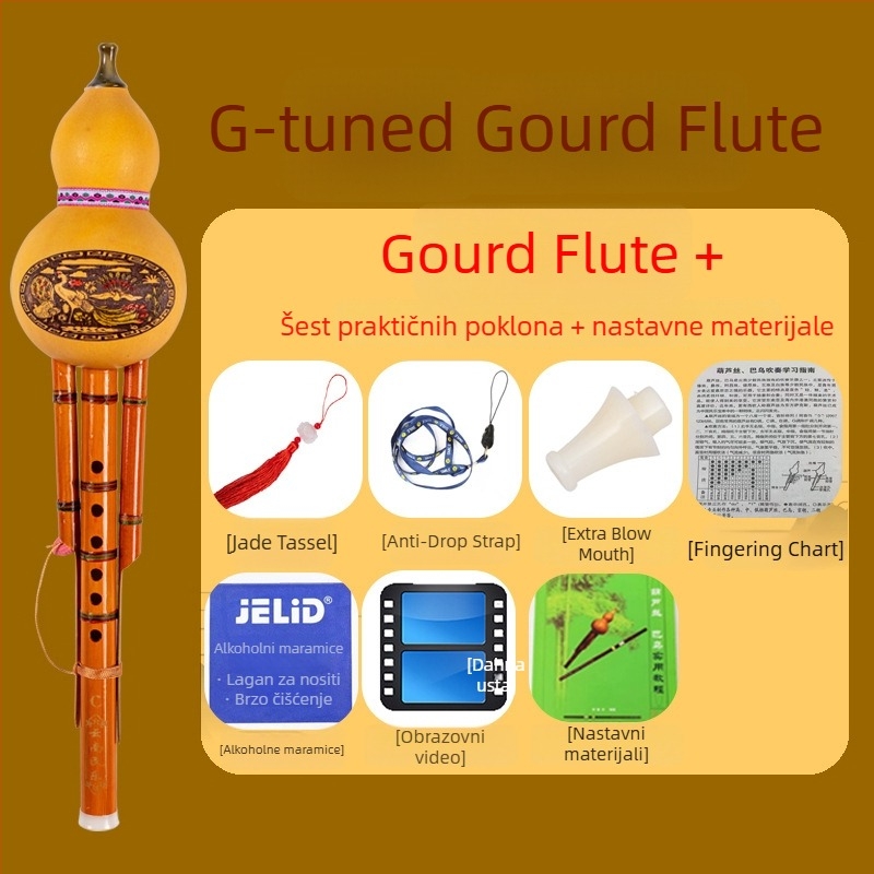 Hulusi glazbeni instrument (vodeni bambus; C ključ i B♭ ključ; pogodno za glazbene instrumente)