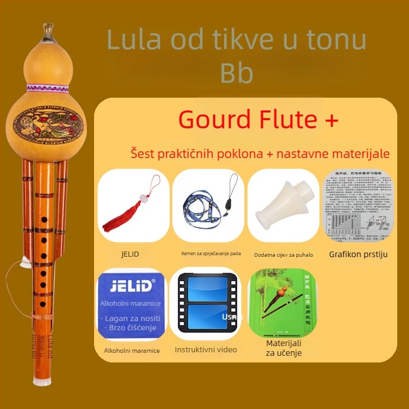 Hulusi glazbeni instrument (vodeni bambus; C ključ i B♭ ključ; pogodno za glazbene instrumente)