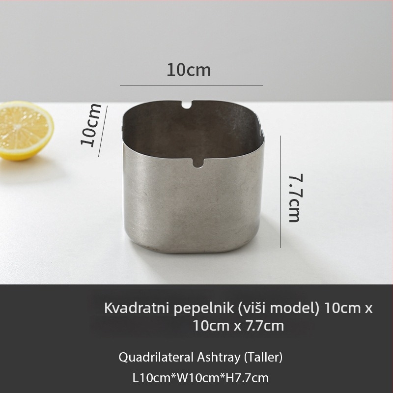 Pepelnjak od nehrđajućeg čelika, kvadratni, minimalistički stil, otisnuto logo, mogućnost prilagodbe, brend OLD ISLAND