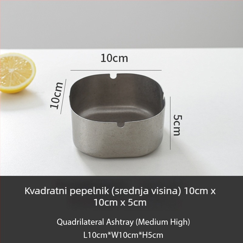 Pepelnjak od nehrđajućeg čelika, kvadratni, minimalistički stil, otisnuto logo, mogućnost prilagodbe, brend OLD ISLAND