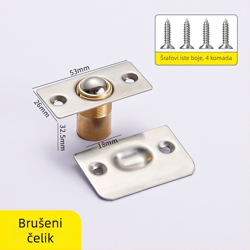 Bakreni dverni jastuk s podesivom oprugom, zidna montaža, završna obrada žičano brušena, modern stil