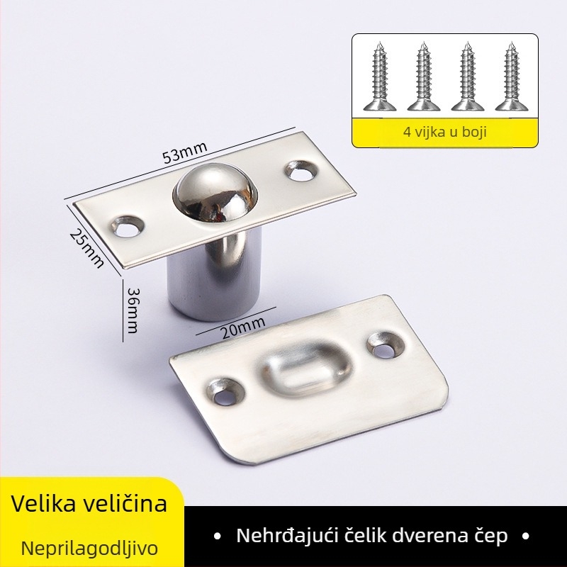 Bakreni dverni jastuk s podesivom oprugom, zidna montaža, završna obrada žičano brušena, modern stil