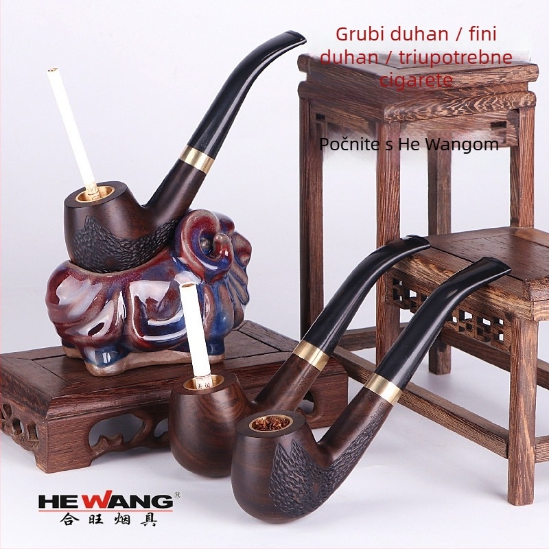Lula za pušenje od mahagonija – ručno izrađena, zakrivljeni oblik, moderni minimalistički stil, brend hewang (Materijal: mahagon; Ručna izrada; Oblik: zakrivljen; Stil: moderni minimalistički; Brend: hewang)