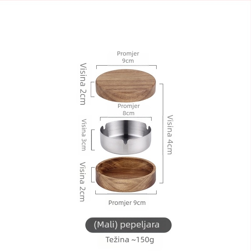 Nerđajući čelični okrugli pepelnjak s poklopcem — prilagodljiv, tiskanje logotipa dostupno