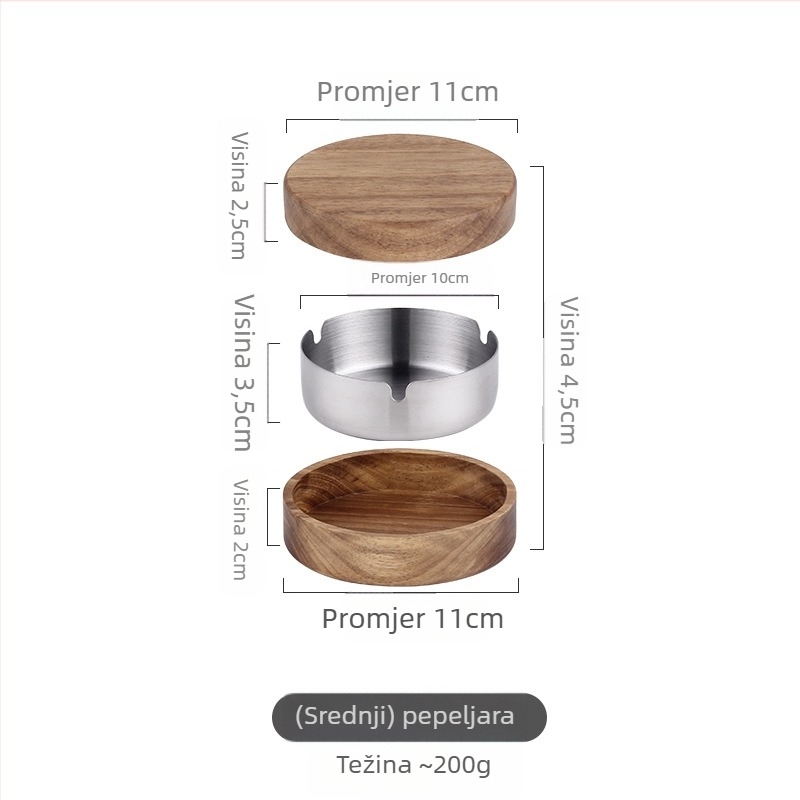 Nerđajući čelični okrugli pepelnjak s poklopcem — prilagodljiv, tiskanje logotipa dostupno