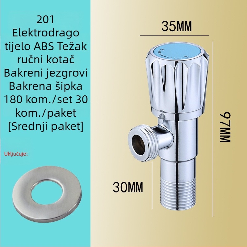 Kutni ventil od 201 nehrđajućeg čelika, model JF-3301, radni tlak 0-0.6 MPa, unutarnji promjer 20 mm, ugradnja: ugrađena