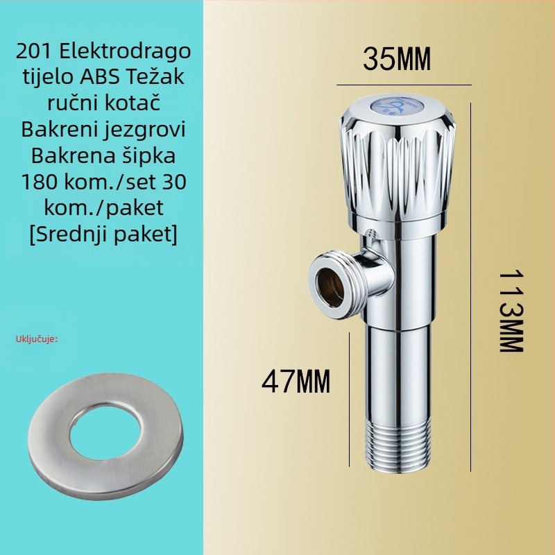 Kutni ventil od 201 nehrđajućeg čelika, model JF-3301, radni tlak 0-0.6 MPa, unutarnji promjer 20 mm, ugradnja: ugrađena