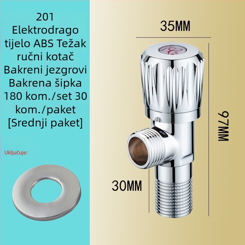 Kutni ventil od 201 nehrđajućeg čelika, model JF-3301, radni tlak 0-0.6 MPa, unutarnji promjer 20 mm, ugradnja: ugrađena