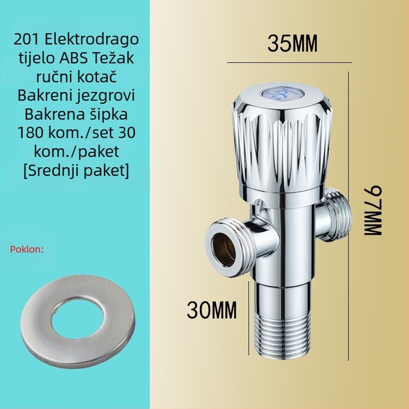 Kutni ventil od 201 nehrđajućeg čelika, model JF-3301, radni tlak 0-0.6 MPa, unutarnji promjer 20 mm, ugradnja: ugrađena