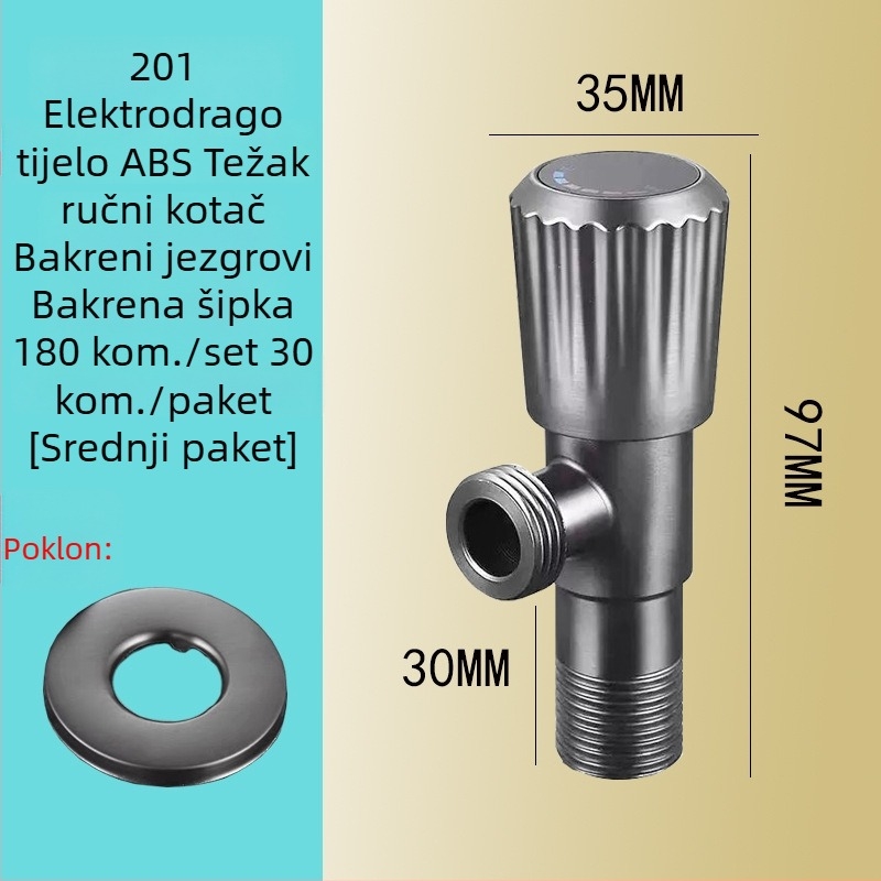 Kutni ventil od 201 nehrđajućeg čelika, model JF-3301, radni tlak 0-0.6 MPa, unutarnji promjer 20 mm, ugradnja: ugrađena