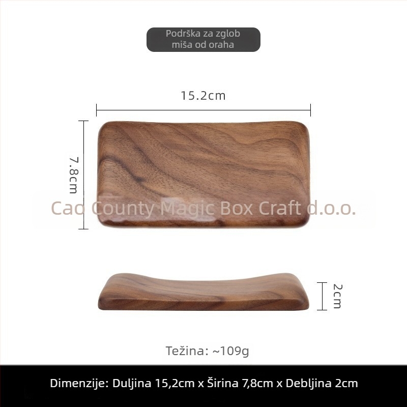 Drvena podložica za zglob za mehaničku tipkovnicu i miš – jednostrana jastučnica za dlan, drveni jastuk za dlan, moguć tisk logotipa