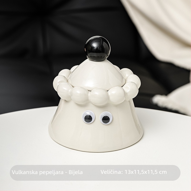 Keramički kreativni pepelnjak s poklopcem, dekorativni dodatak dnevnom boravku uz stolić za kavu, s otisnutim logom (Materijal: keramika; Jednokratna uporaba: Ne; Logotip: Da; Stil: INS stil, Crtani, Slatko, Minimalistički)