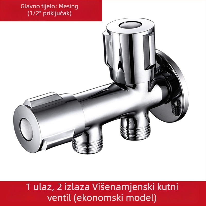 Mjedeni kutni ventil WSY-200583 za WC, umivaonike i kuhinjske slavine — ugradnja u zid i navoja, radni tlak 1.0 MPa