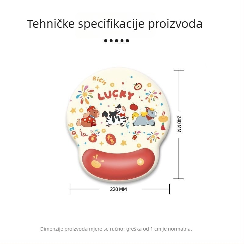 Ručni ilustrirani motiv Godine konja — podložnica za zglob i miša, mekana gumena podloga, protuklizna, toplinski prijenos, OEM prilagodba, mogućnost logotipa