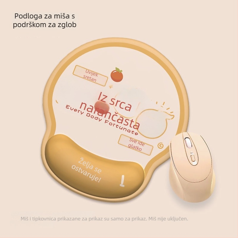 Podloga za tipkovnicu i miš s podrškom za zglob - Karikatura stolna podloga, površina od mliječne svile, memorijska pjena, jednostrana, tkanina