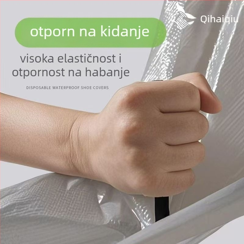 Jednokratne zaštitne navlake za kišne cipele, prozirne plastične navlake za stopala, vodootporne, protuklizne, otporne na habanje, materijal: HDPE/tvrdi gumeni, debljina 12