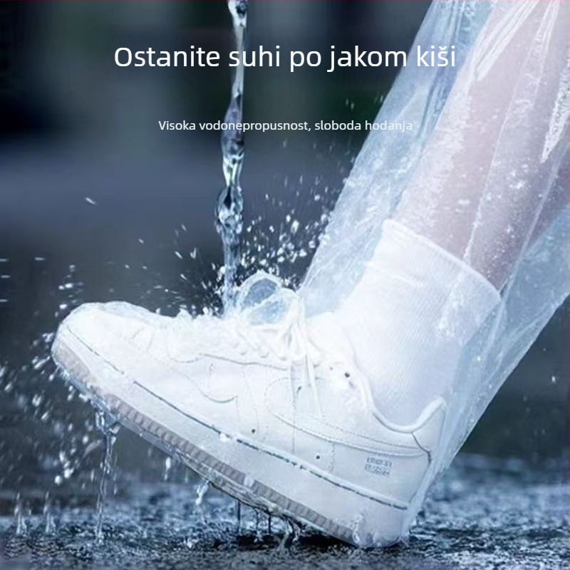 Jednokratne zaštitne navlake za kišne cipele, prozirne plastične navlake za stopala, vodootporne, protuklizne, otporne na habanje, materijal: HDPE/tvrdi gumeni, debljina 12