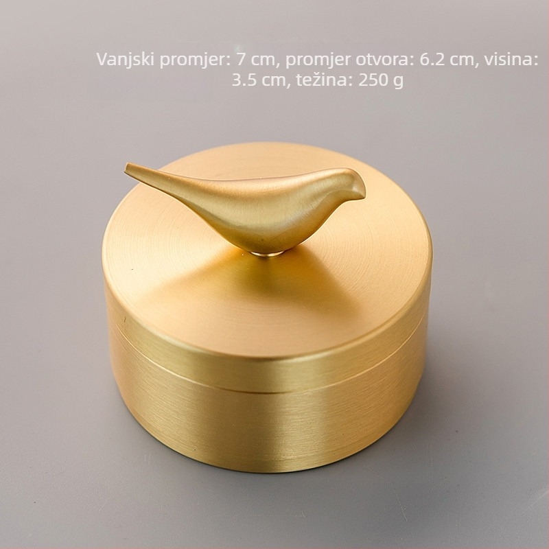 Metalni pepelnjak s poklopcem, minimalistički stil, kompaktnog dizajna, s logom, višekratno upotrebljiv