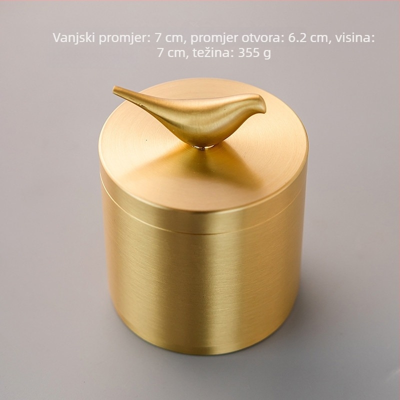 Metalni pepelnjak s poklopcem, minimalistički stil, kompaktnog dizajna, s logom, višekratno upotrebljiv