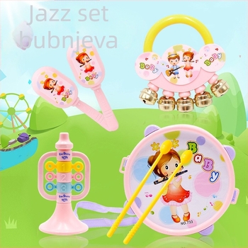 Dječji set gong i bubanj, plastični, edukativna glazbena igračka za djecu 4–6 godina; perkusijski instrument