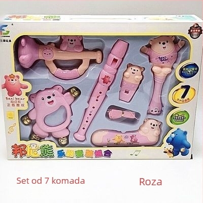 Dječji set gong i bubanj, plastični, edukativna glazbena igračka za djecu 4–6 godina; perkusijski instrument