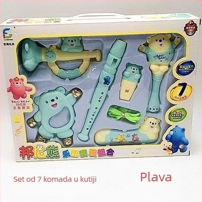 Dječji set gong i bubanj, plastični, edukativna glazbena igračka za djecu 4–6 godina; perkusijski instrument