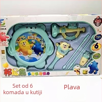 Dječji set gong i bubanj, plastični, edukativna glazbena igračka za djecu 4–6 godina; perkusijski instrument