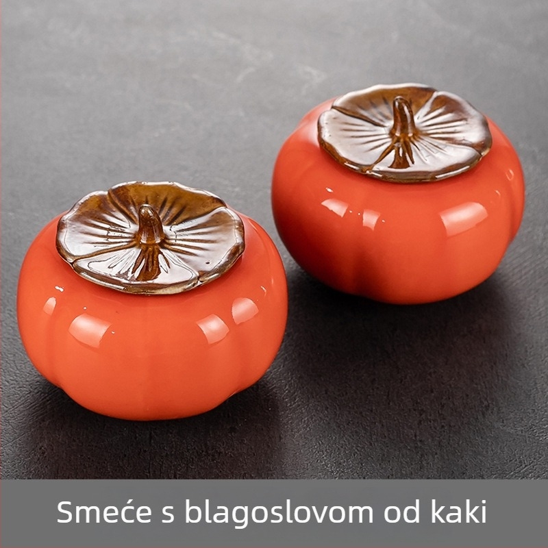 Keramički pepelnjak u obliku persimana za dnevni boravak, s otisnutim logom, minimalistički/klasični stil, nije za jednokratnu upotrebu