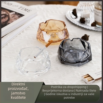 Geometrijski pepeljara od kristalnog stakla; marka Three Carats; otisak logotipa; prilagodba; licencirana privatna oznaka