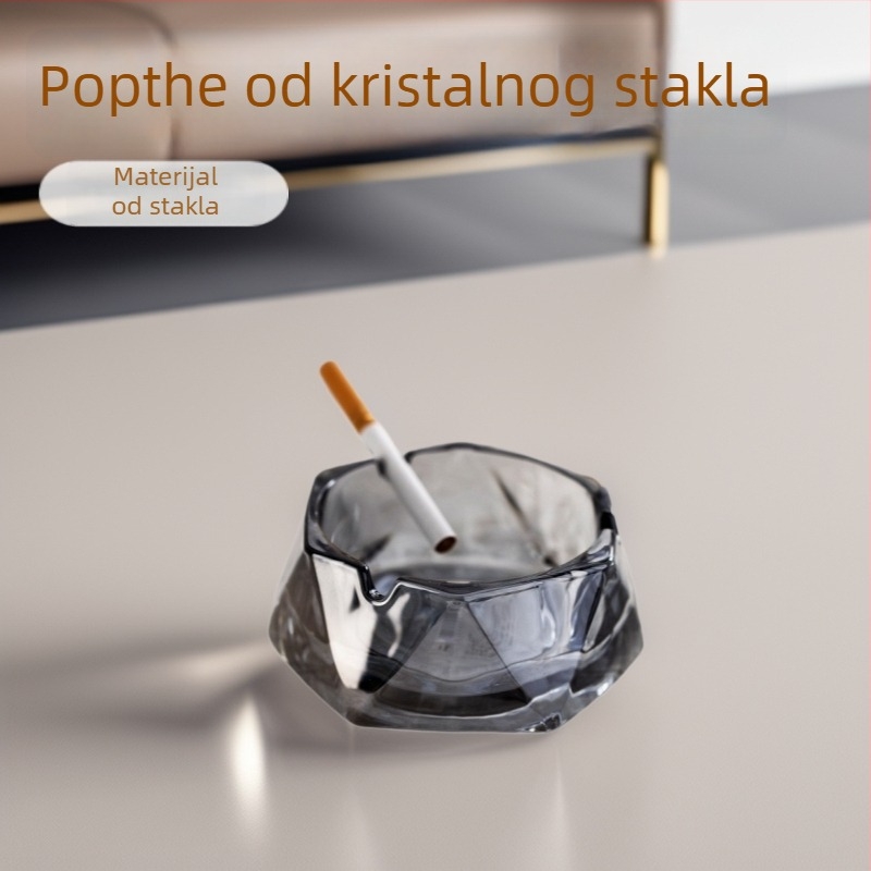 Geometrijski pepeljara od kristalnog stakla; marka Three Carats; otisak logotipa; prilagodba; licencirana privatna oznaka