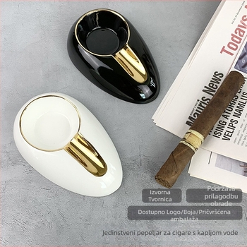 Keramički prenosivi okrugli pepeljak za cigare s logom, oblik kapljice vode, s jednim utorom, prilagodljiv