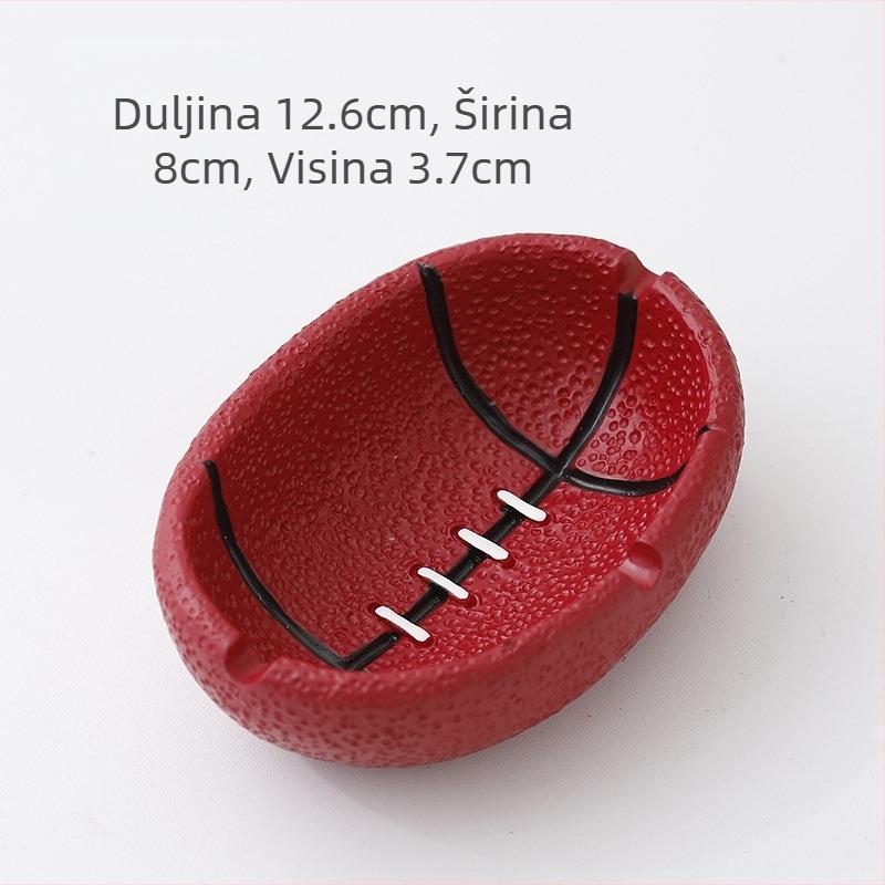 Pepeljara od smole s ukrasnim psom sreće i rugby loptom, stolni dekor