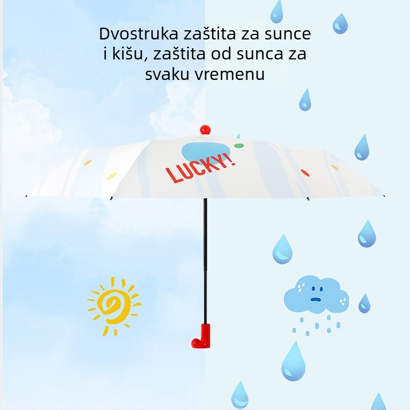 Sklopivi kišobran s karikaturnim dizajnom, 8 rebara, 210T vinil tkanina, UV zaštita UPF50+