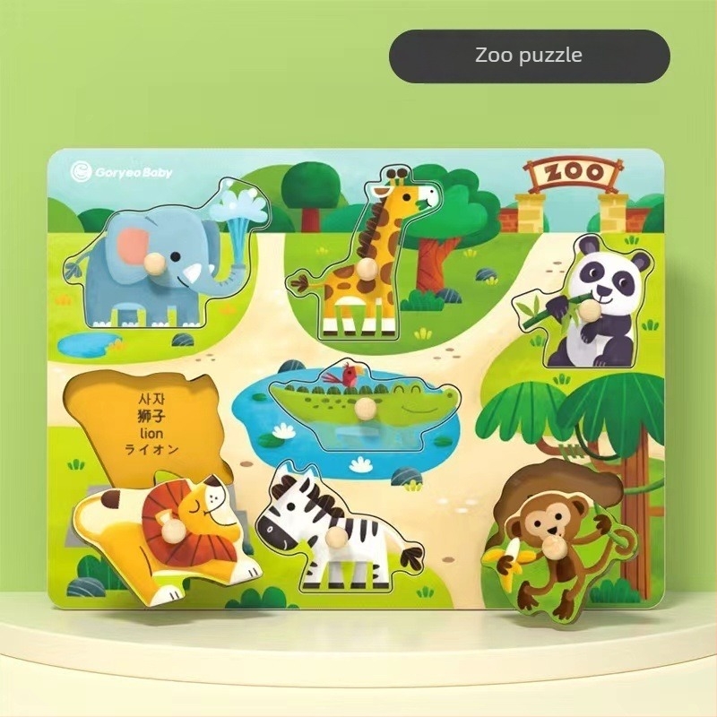 Drveni panel za držanje, edukativni 3D puzzle za ranu edukaciju, geometrijsko slaganje oblika, za djecu 4-6 godina