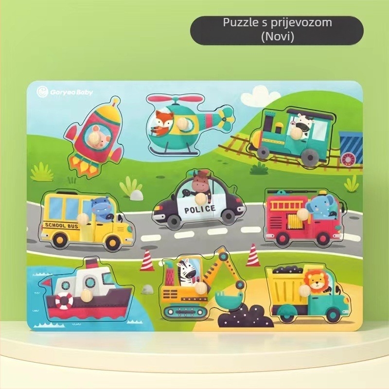 Drveni panel za držanje, edukativni 3D puzzle za ranu edukaciju, geometrijsko slaganje oblika, za djecu 4-6 godina