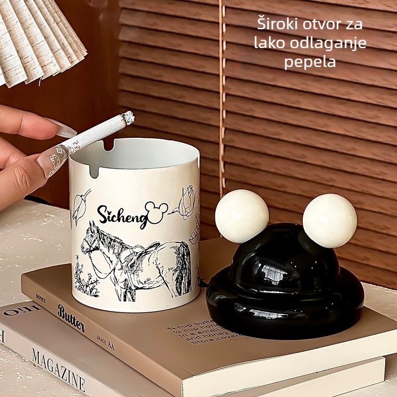 Plastični pepelnjak s poklopcem za dom i ured – ponovno upotrebljiv, retro dekorativni dodatak, porijeklo Čaozhou